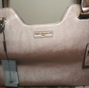 NWT Karl Lagerfeld metallic Rose  Gold tote